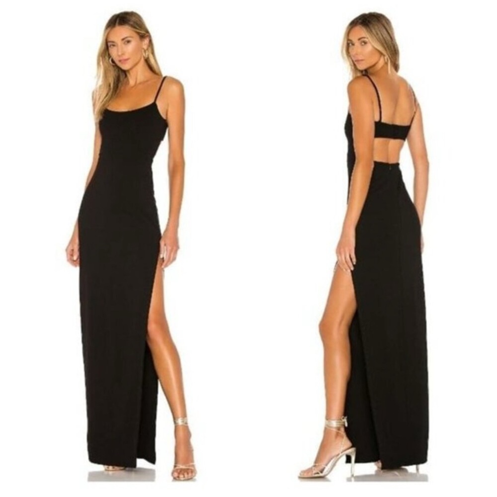 Lovers + Friends Black Spaghetti Strap Ponte Knit Maxi Dress